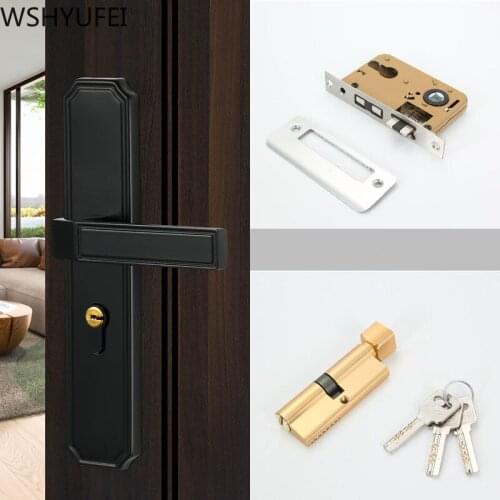 European Style Mute Bedroom Door Lock Handle Fashion Interior Door Handle Lock Luxury Anti-theft Door Lock Furniture Hardware