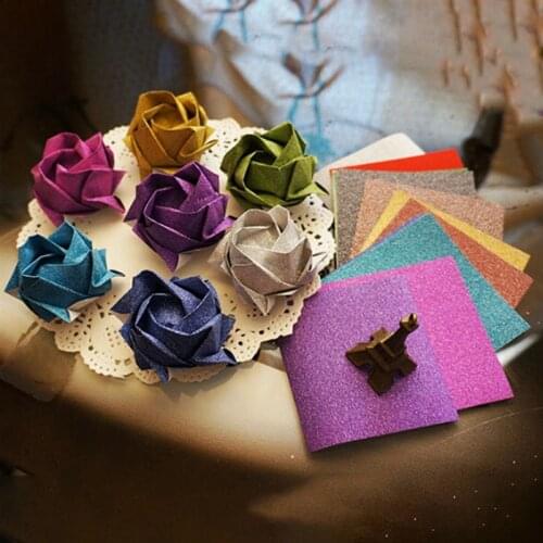 Page Shinny Color Origami Paper Crane Flower Making Paper Decoration Paper