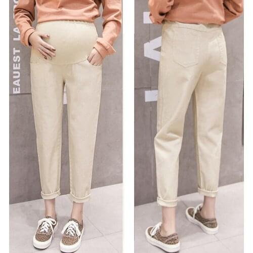 Maternity Pants Cotton Abdominal Trousers For Pregnant Women Clothes Boy Friend Style Haren Pants Pregnancy Clothing