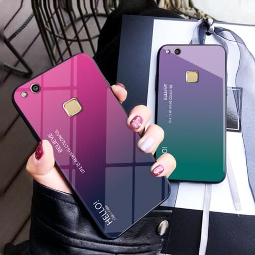 For Huawei P10 Lite Case Luxury Hard Tempered Glass Gradient Protect Back Cover case For huawei p20lite full cover phone shell
