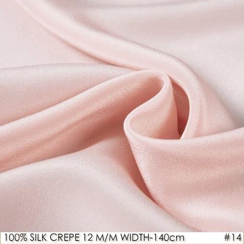 CISULI SILK CREPE DE CHINE 12 m/m Width-140 cm/100% Natural Mulberry Silk Fabric Matt Color Organic Fabric For Baby Pink 14