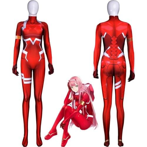 Darling in the Frankxx 02 Zero Two Cosplay Costume Spandex Zentai Suit for Halloween Freeshipping