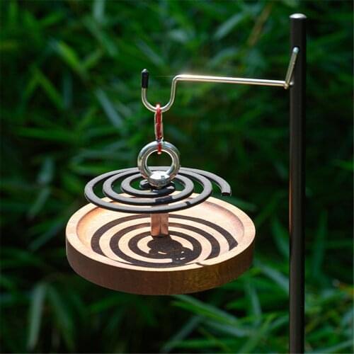 Mosquito Coil Holder Handmade Solid Wood Round Vintage Screw Hanging Ring Camping Outdoor Home Sandalwood Incense Stand Burner