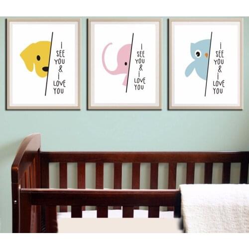Nursery Art Print Elephant, Cute Baby Gift Safari Modern art Babys Room, Canvas Art Posters Painting Wall Pictures, No Frame