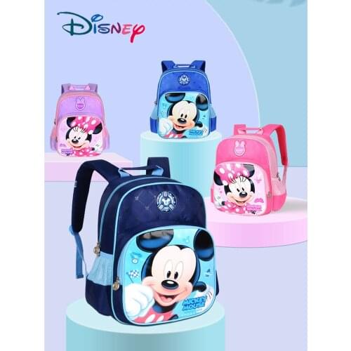 Disney Childrens School Bag Minnie Mickey Polyester Waterproof Cartoon Pattern Backpack Pupils Leisure Travel Backpack