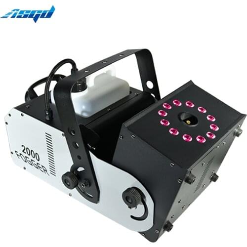 DMX512 2000W LED Smoke Machine 12x3W RGB 3IN1 Stage Fog Sprayer Wireless Remote Control 10m DJ Disco Show Party Halloween Fogger
