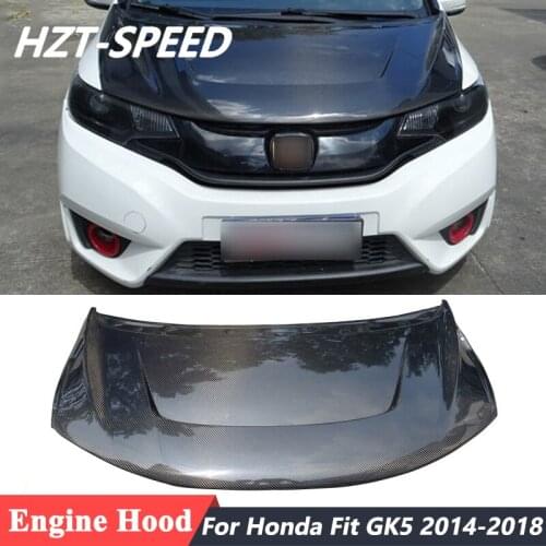 Carbon Fiber Material Cover Engine Bonnet Hood For Honda Fit GK5 Car Body Kit Refitting 2014-2018