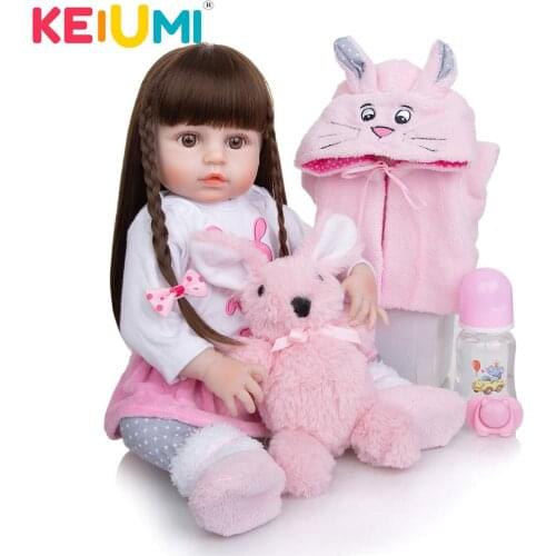 KEIUMI RebornBaby Doll 19 Inch 48 Cm The Lovely Full Silicone White Skin Color Collection Reborn Girl Doll Childen Play Partner