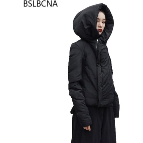 2020 European Fashion Plus Size Streetwear Zipper Winter Jacket Women Hooded Hat New Black Short Cotton Padded Coat Female A483