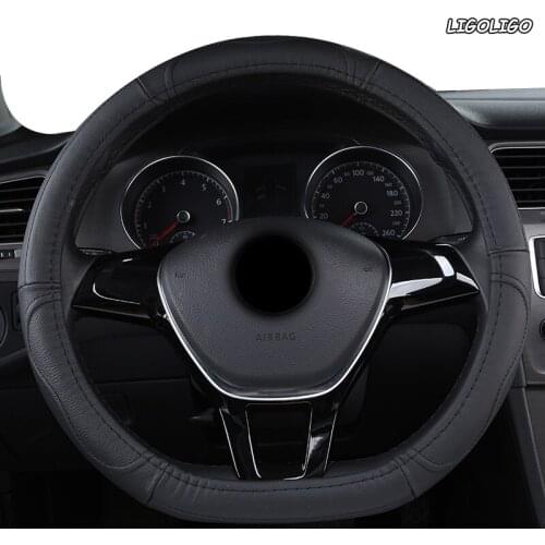 LIGOLIGO Leather Car Steering Wheel Cover For Jaguar XF XE F Pace XJ X-type Ruitar E Pace Emblem S-type