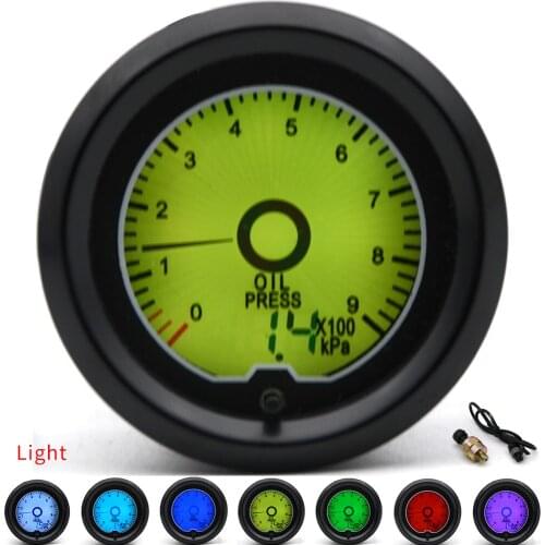 2" 52mm Oil Press Gauge 7 Color Racing Gauge LCD Digital Display Car Meter Multiple Colors Oil Pressure