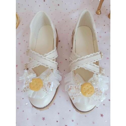 Sweet lolita shoes tea party kawaii princess kawaii shoes vintage lace bowknot round head low heel women shoes loli cosplay cos