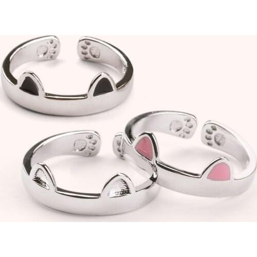 Fashion Jewelry Cat Ear Korea Opening Ring Design Cute Adjustable Cat Ring For Women Student Girl Gifts Accessories