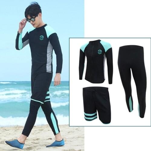 Mens Fitness Yoga Sets Running Jogging Tight Clothes Suits 3pcs Rash Guards Swimsuit Full Body Swimwear Bathing Surf Plus Size