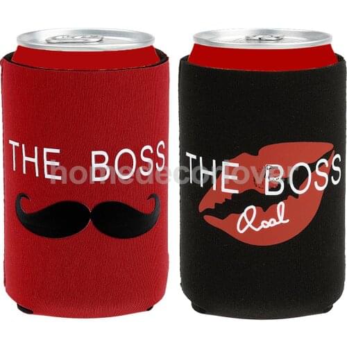 Set of 4pcs Beer Tin Can THE BOSS Cooler Sleeves Holders Wedding Party Favor