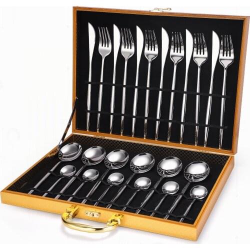 Home Kitchen Tableware Stainless Steel Cutlery Dinner Set Spoon and Fork Stainless Steel Cutlery Complete Set of Cutlery 24 Pcs