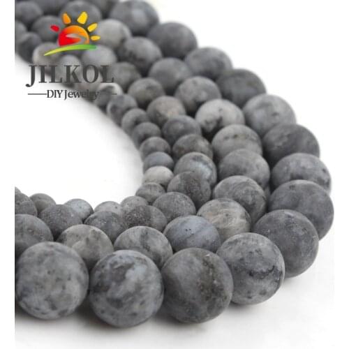 Natural Matte Black Labradorite Stone Beads Round Loose Beads for Jewelry Making 15'' Strand DIY Bracelet 4mm 6mm 8mm 10mm 12mm