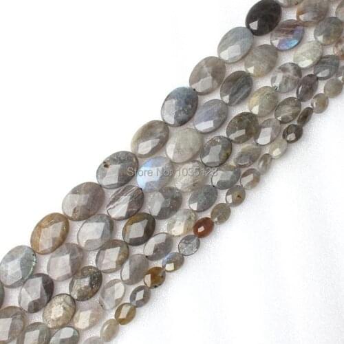 High Quality Natural Gray Labradorite Stone Faceted Oval 8x10/10x14/12x16/13x18/15x20mm DIY Gem Loose Beads 15 Inch wj197