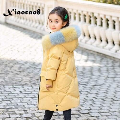 New Fashion Kids Winter Thick Cotton Down Hooded Coat for Girls Long Warm Outerwear Teenage Girls Jacket 8 10 12 14Years