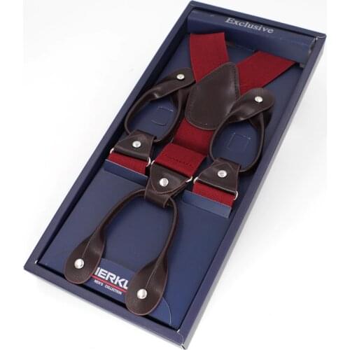 2019 new buttons suspenders fashion PU leather braces Adjustable elastic bretelles Y-Back ligas Tirantes 6colors size 3.5*120cm