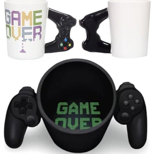 New 380mL Creative Game Over Coffee Mug 3D Game Controller Handle Mug Ceramic Cup Milk Tea Mugs Gameboy Birthday Christmas Gift