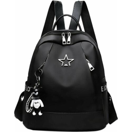 New Fashion Women Large-Capacity Backpack Travel Shoulder Bag Soft Rucksack Ladies Oxford Backpack Black