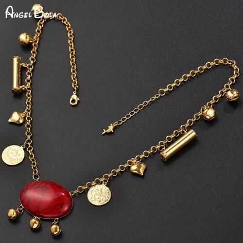 Islamic Muslim Turkish Lira Casting Fashion Women/Girls Necklace Traditional Ethnic Metal Arab Luxury Jewelry Iraq Gifts