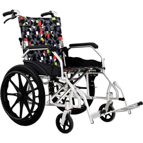 Solid big wheel stab proof manual aluminum alloy wheelchair oxford cloth breathable walking stick portable folding trolley