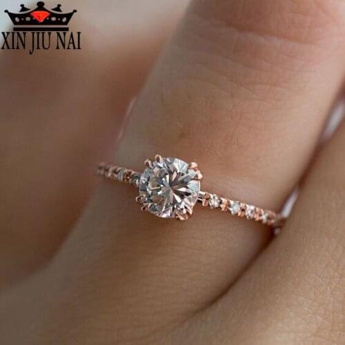 Simple fashionable eight-claw rose zircon CZ Rhinestone Princess ring leisure elegant lady jewelry Engagement Wedding dress gift