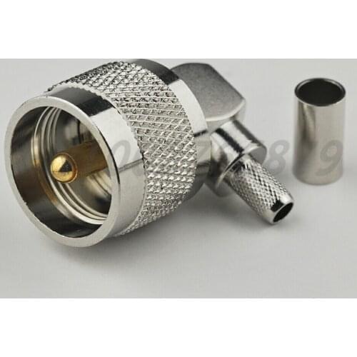RF electrical wire terminal UHF Male Plug Crimp Right Angle British Version connector for coaxial cable RG58 RG400 RG142 LMR195