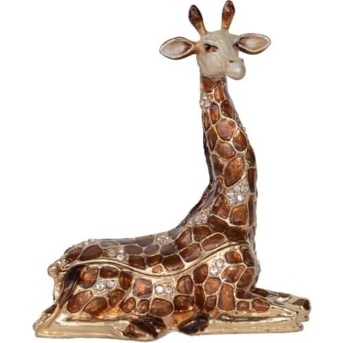 Sitting giraffe metal alloy jewelry boxes trinket Box Collectible pewter ornament gift box metal crafts