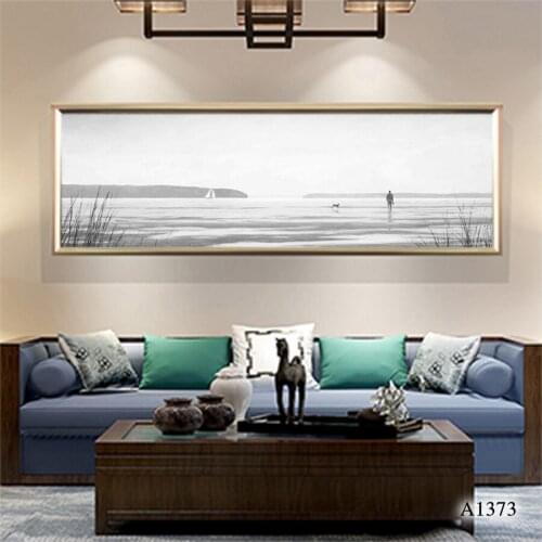 Modern Abstract Oil Painting Print on Canvas White and Black Seascape Forest Canvas Art Printing Wall Art Picture for HomeDecor