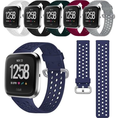 Sport Silicone Watchband Replacement Multihole Band Smart Watch Strap For Fitbit Versa/For Versa 2/For Lite Strap