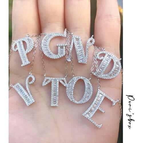 Trending CZ Stone Silver Color Initial Necklace Dainty Cubic Zirconia A to Z Letter Necklaces Minimalist Name Pendants Women