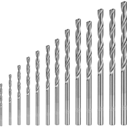 Uxcell HSS Twist Drill Bit Set Straight Shank Spiral Rotary Tool Nickel Plated 1.5mm-6.5mm Drilling Dia 1 Set