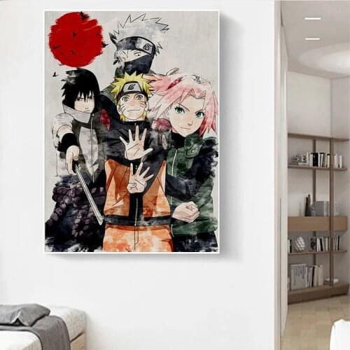 Japanese Anime Canvas Painting Naruto Four Heroes Sasuke Posters and Prints Wall Art Print Mural Pictures Kids Room Home Decor