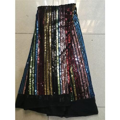 YG-775 best quality Sequins african tulle mesh lace fabric with sequins for fashion show dress
