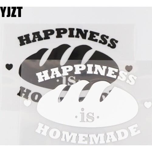 YJZT 15.4X9.5CM HAPPINESS IS HOMEMADE Vinyl Car Sticker Decal Cartoon Word Pattern Black/Silver 4C-0119