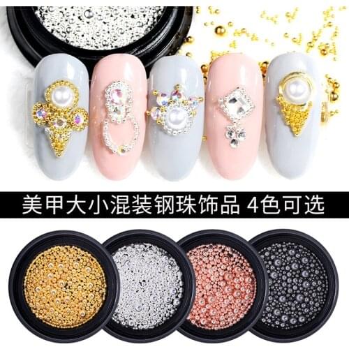 Nail Art Jewelry Small Steel Ball Multi-size Mixed Boxed Color-preserving Electroplating DIY Ladies Nail Art Jewelry Wholesale
