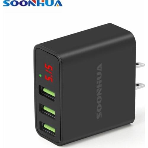 SOONHUA Colorful PC 3 USB Port Universal Quick Charging Charger LED Indicator Adapter With EU US Plug For iPhone Samsung S6 Edge