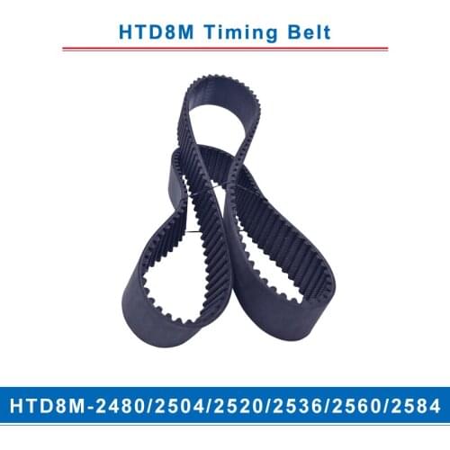 Timing belt HTD8M-2480/2504/2520/2536/2560/2584 teeth pitch 8mm circular teeth belt width 20/25/30/40mm for 8M timing pulley