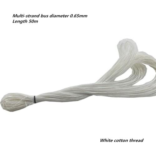 1pcs White cotton thread Bus diameter 0.65mm Length 50m