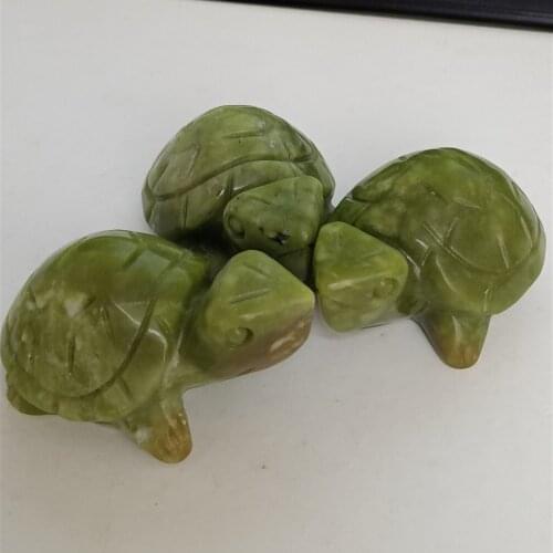 Natural Stone Jade Crystal Handmade Carved Tortoise Green Jade Turtle Gifts Natural Quartz Crystals 1pc