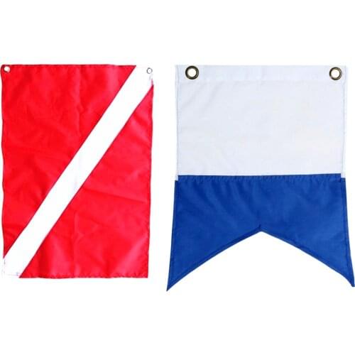 2pcs Red Blue Diver Down Boat Flag Scuba Diving International Sign 60x70cm for Snorkeling Swimming