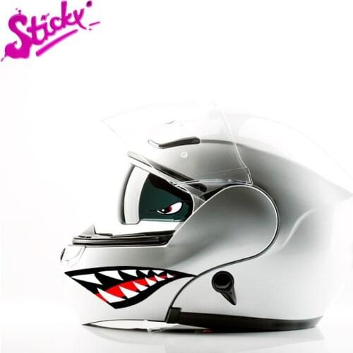 STICKY 2PCS Shark Mouth Teeth Cartoon Decal Waterproof Car Stickers For Bicycle Motorcycle Accessories Laptop Helmet Trunk Wall