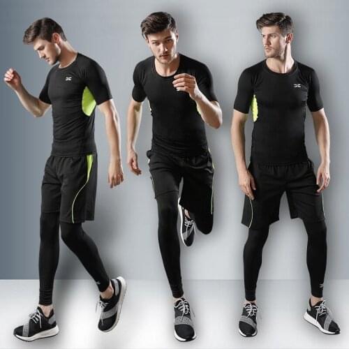 2021 Sports Suit Mens Thickened Casual Mens Fitness Suit Quick-drying Running Training Sports Fitness Suit