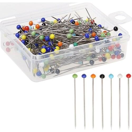 250pcs 34mm Peari Garment Glass Head Pins Multicolor Sewing Pin for DIY Sewing Crafts Quilting Supplies
