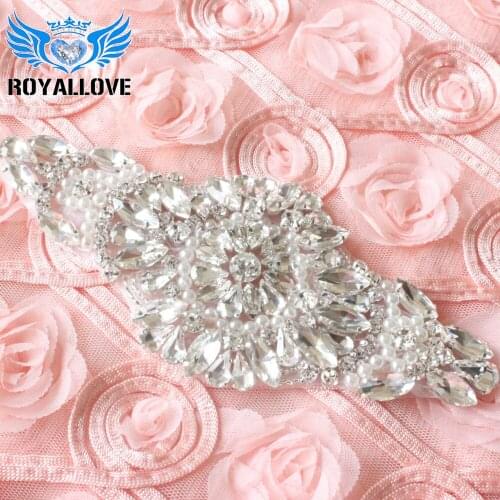 30 pieces) Clear Rhinestones Appliques Trim For Clothes Shiny Crystal Pearl Beaded Applique Patches Strass Sash Belt Headband