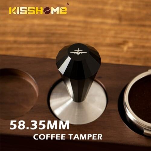 58.35mm New Black Espresso Coffee Tamper Stainless steel Constant Pressure Calibrated Barista Flat Base Powder Hammer Accessorie