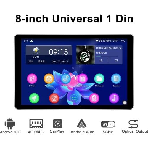 8"Autoradio 1 Din Android 10 Car Stereo Radio GPS Multimedia Player Universal Head Unit Cassette Reverse View Camera Carplay 4G